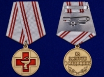 Медаль За Заслуги в Медицине (в футляре с удостоверением снизу)
