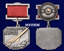 Заслуженный Военный Летчик СССР памятный муляж (в бархатном футляре)