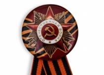 Значок с Орденом Отечественной Войны + георгиевская лента